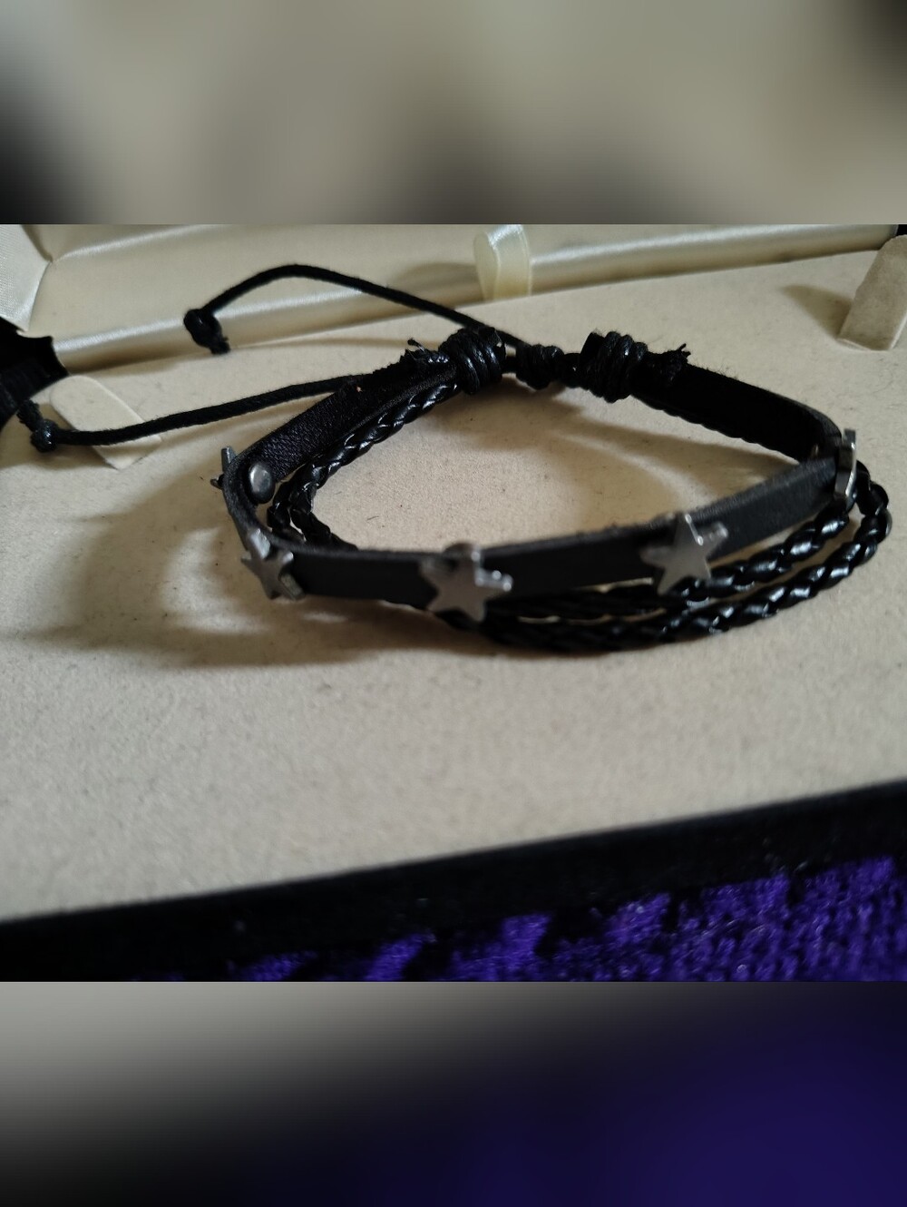 ✡️New Punk Goth Multi-Strand Black Leather Star Bracelet ✡️